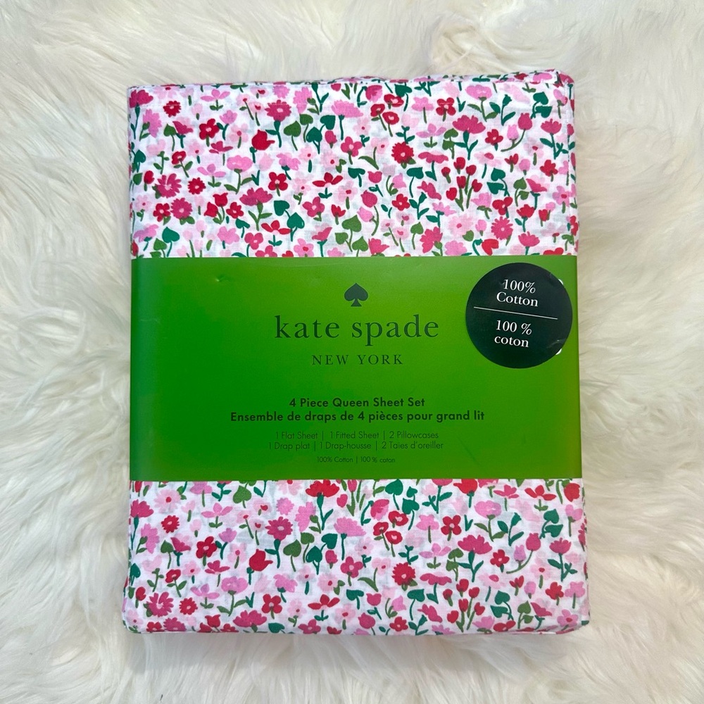 ♠️ kate spade ♠️ Floral Queen Sheet Set - Red and Pink